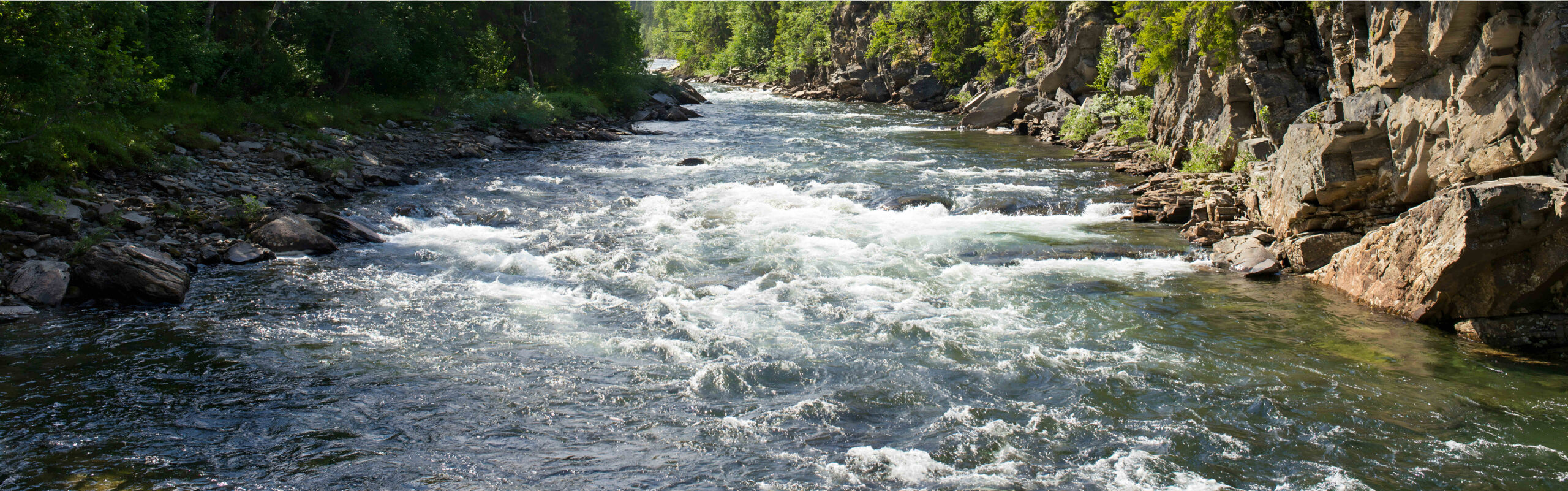 bewegter Wasserlauf in einer Schlucht